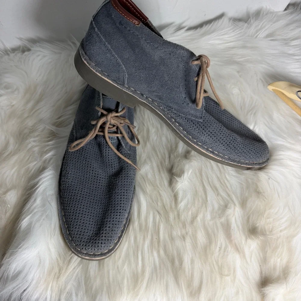 Kenneth Cole Reaction Desert Hill Grey Suede Perforated Chukka Boots Mens 11.5 M